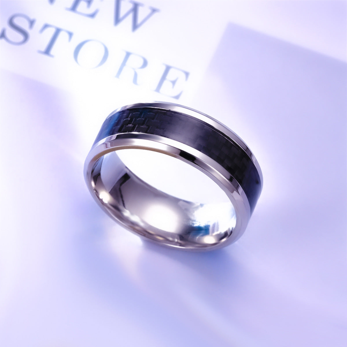 Wholesale Titanium steel inlaid carbon fiber non-fading ring